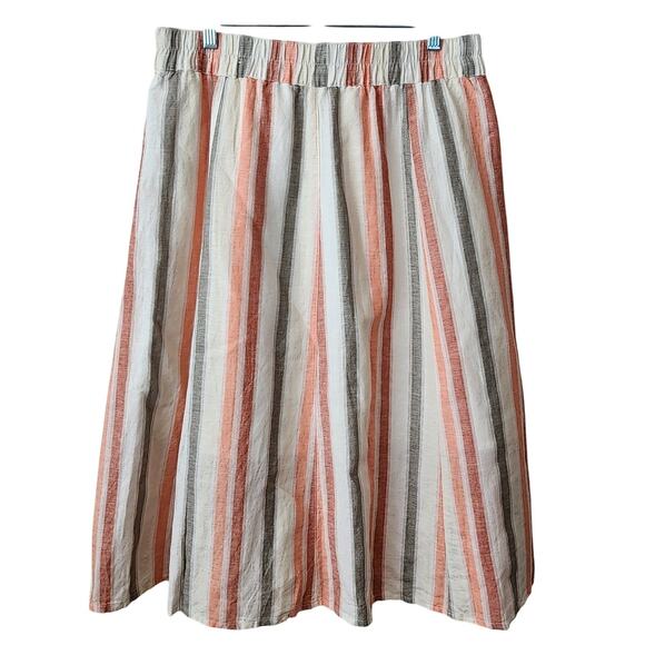 Elaine Rose Midi Skirt Pastel Striped Buttoned Bow at Waist Lined Flowy Sz 10 - Picture 5 of 6